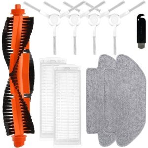 10-delige set-Voor Xiaomi Mijia 2S / Mop Pro / STYJ02YM robotstofzuiger- voor Xiaomi S12 / T12 B106GL robotstofzuiger- 1 hoofdborstel- 4 zijborstels- 2 HEPA-filters- 2 dweildoeken