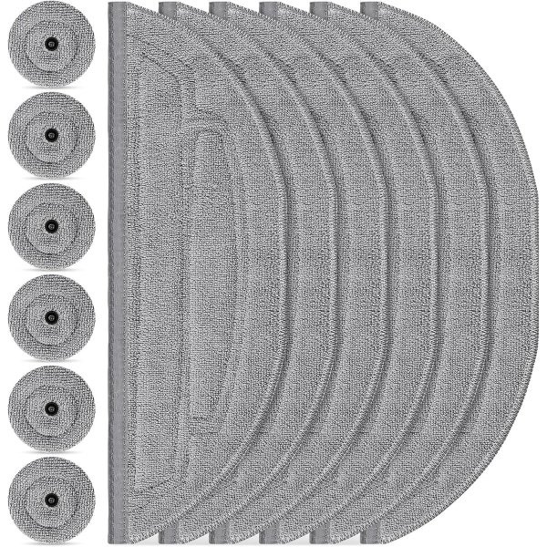 12 stuks navullingen Geschikt voor dweilpads Geschikt voor de Roborock S8 MaxV Ultra / S8 Max Ultra robotstofzuiger, 6 stuks dweildoeken met dubbele sonische vibratiemodules, 6 stuks randdweilpads en accessoires