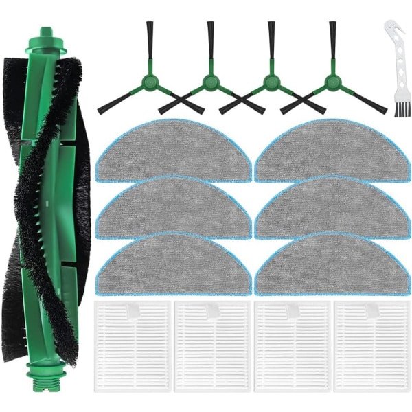 16 stuks vervangende onderdelen geschikt voor iRobot Roomba Combo Essential Series Q0120 Y0140 Y0110 Q011 robotstofzuiger 1* hoofdborstel 4* zijborstels 4* hepa-filters 6* dweildoek* 1