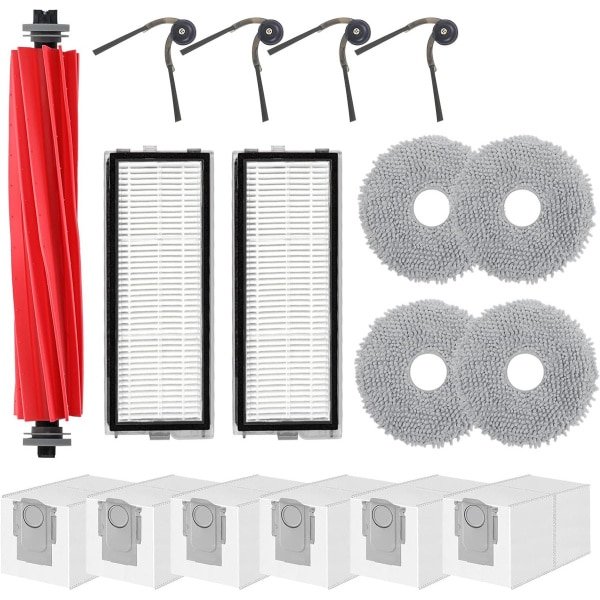 17 Stuks Accessoires Vervangende geschikt voor Roborock QV 35A/35S Robotstofzuiger - Stofzuiger onderdeel - Stofzuigeraccessoires - 1 Hoofdborstel, 4 Zijborstels, 2 HEPA-filters, 4 Schoonmaakdoeken, 6 Stofzakken