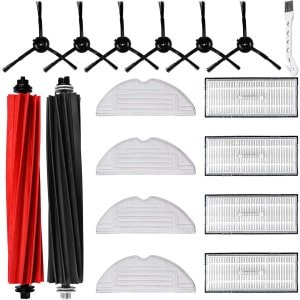 17-delige accessoireset geschikt voor Roborock S8 / S8+ robotstofzuigers, inclusief 2 hoofdborstels, 4 reinigingsdoeken, 4 filters, 6 zijborstels, 1 reinigingsborstel