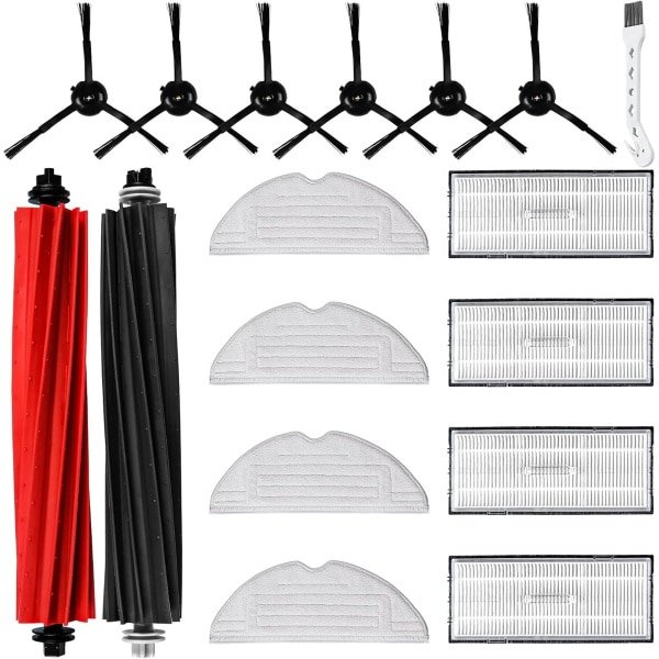 17-delige accessoireset geschikt voor Roborock S8 / S8+ robotstofzuigers, inclusief 2 hoofdborstels, 4 reinigingsdoeken, 4 filters, 6 zijborstels, 1 reinigingsborstel