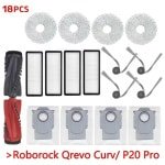 18-delige Accessoireset - Geschikt voor Roborock P20 Pro/Qrevo S5V/Qrevo Curv/Qrevo Edge Robotstofzuiger - 2 Hoofdborstel, 4 Doeken, 4 Filters, 4 Zijborstels, 4 Stofzakken