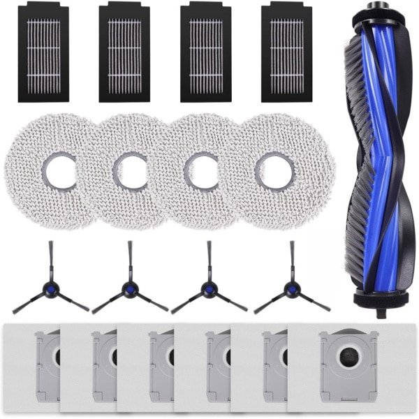 19-delige Accessoireset - Geschikt voor Ecovacs Deebot T50 Pro Omni/T50 Omni Robotstofzuiger - 1 Hoofdborstel, 4 Dweildoeken, 4 Zijborstels, 4 HEPA-filters, 6 Stofzakken - Reserveonderdelen