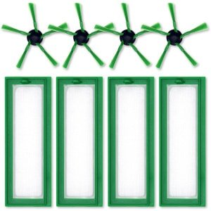 9-delige accessoirekit Geschikt voor Vorwerk Kobold VR200 VR300 robotstofzuigers - Reserveonderdelen: 4 HEPA-allergiefilters, 4 zijborstels