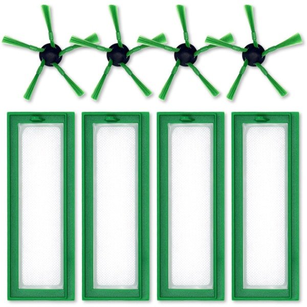 9-delige accessoirekit Geschikt voor Vorwerk Kobold VR200 VR300 robotstofzuigers - Reserveonderdelen: 4 HEPA-allergiefilters, 4 zijborstels