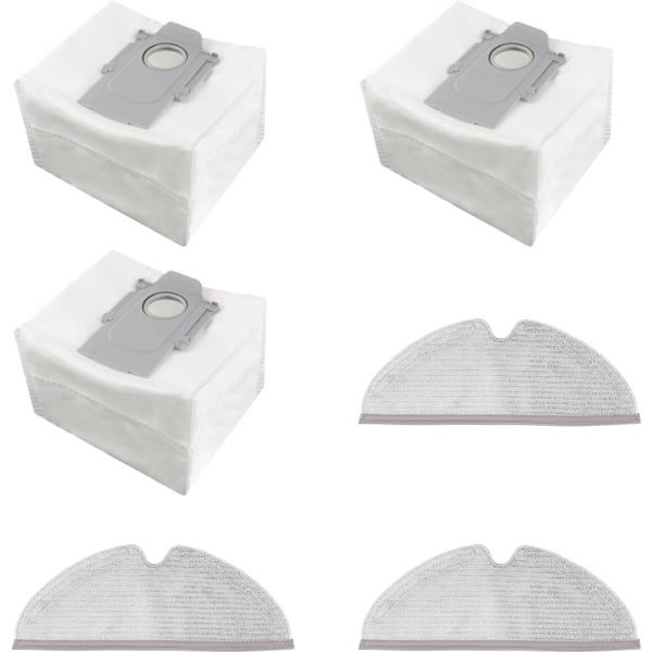 Accessoires - geschikt voor Roborock T8/Q7+ / Q7 Max+ robotstofzuiger - 3 stofzakken + 3 dweilmatten