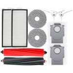 Accessoireset vervangende onderdelen voor robotstofzuigers - geschikt voor Roborock Q Revo master/Q Revo Slim - 2 hoofdrolborstel(Zwart,Rood) - 2 hepa-filters - 2 dweilpads - 2 zijborstels - 2 stofzakken
