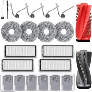 Allecto plus - Accessoireset voor robotstofzuiger: 1 hoofdborstel, 6 stofzakken, 4 dweilpads, 4 filters, 4 zijborstels, 1 reinigingsaccessoire.