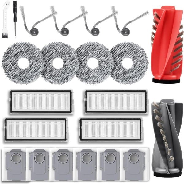 Allecto plus - Accessoireset voor robotstofzuiger: 1 hoofdborstel, 6 stofzakken, 4 dweilpads, 4 filters, 4 zijborstels, 1 reinigingsaccessoire.