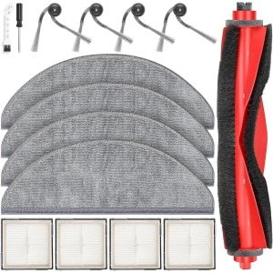 Allecto plus - Accessoireset voor robotstofzuiger: hoofdborstel, dweilpads, HEPA-filters, zijborstels, reinigingsaccessoires, schroevendraaier.