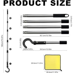 Haak zwembadrobot - accessoire voor zwembadreiniging - 1 stuk - roestvrij staal - 180 cm