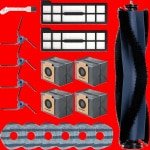 Set van 18 accessoires geschikt voor de Eufy X10 Pro Omni robotstofzuiger: inclusief 1 rolborstel, 2 filters, 6 dweilpads, 4 zijborstels, 4 stofzakken en 1 reinigingsborstel voor optimale reinigingsprestaties.
