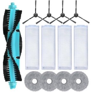 Vervangaccessoireset geschikt voor Conga 11090 Robotstofzuigers - 1 Draaiende borstel, 4 HEPA-filters, 4 Zijkappen, 4 Dweildoeken