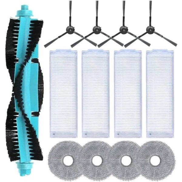 Vervangaccessoireset geschikt voor Conga 11090 Robotstofzuigers - 1 Draaiende borstel, 4 HEPA-filters, 4 Zijkappen, 4 Dweildoeken