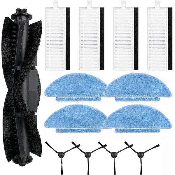 Vervangende Accessoireset - 13-delige - Geschikt voor Tikom L9000/SL60D/SG60/SL61 Robotstofzuiger - 1 Hoofdborstels, 4 Filters, 4 Zijborstels, 4 Dweildoeken - Reserveonderdelen
