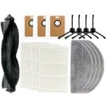 Vervangende Onderdelen - 15-Delige - Geschikt voor Tapo RV30 Max Plus/RV20 Max Plus Robotstofzuiger - 1 Rolborstel, 4 Zijborstels, 3 HEPA-Filters, 3 Stofzakken, 4 Dweilpads - Accessoireset