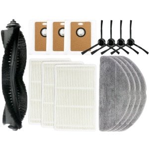Vervangende Onderdelen - 15-Delige - Geschikt voor Tapo RV30 Max Plus/RV20 Max Plus Robotstofzuiger - 1 Rolborstel, 4 Zijborstels, 3 HEPA-Filters, 3 Stofzakken, 4 Dweilpads - Accessoireset