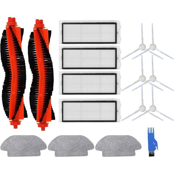 Vervangende onderdelenset voor Xiaomi Mijia 2S- P- Viomi V3- SE robotstofzuiger- accessoires: 2 rolborstels- 4 filters- 1 reinigingsborstel (16 stuks)