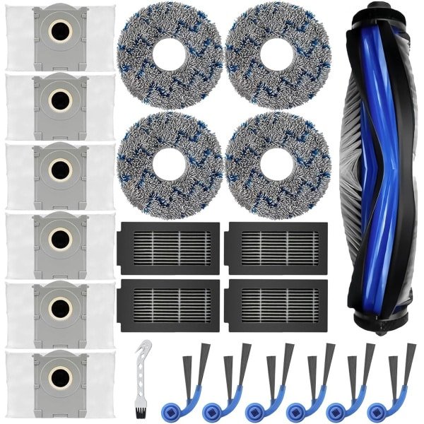 22 stuks accessoires - geschikt voor Ecovacs Deebot T30C Omni - T30C - T50S - N50 robotstofzuiger - 1 hoofdborstel - 4 reinigingsdoeken - 4 filters - 6 stofzakken - 6 zijborstels