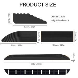 Drempelhelling voor robotstofzuiger - antislip - 1 stuk - siliconen - 68,6 cm