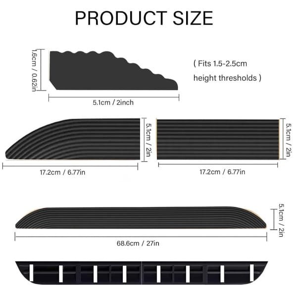 Drempelhelling voor robotstofzuiger - antislip - 1 stuk - siliconen - 68,6 cm