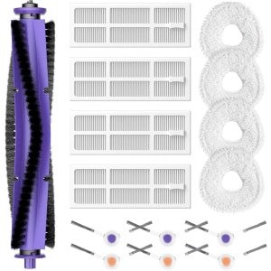 Vervangende onderdelen - 15-delige set accessoires - geschikt voor Narwal J3 robotstofzuiger - 1 rolborstel, 4 HEPA-filters, 4 dweildoeken, 6 zijborstels