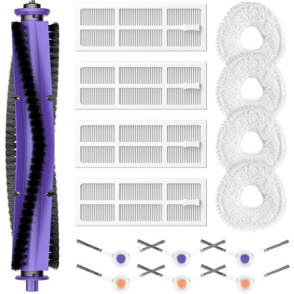 Vervangende onderdelen - 15-delige set accessoires - geschikt voor Narwal J3 robotstofzuiger - 1 rolborstel, 4 HEPA-filters, 4 dweildoeken, 6 zijborstels