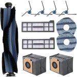 11 stuks accessoires geschikt voor Eufy X10 Pro Omni Robotstofzuiger - Stofzuiger onderdeel - 1 Hoofdborstel, 4 Zijborstels, 2 Filters, 2 Stofzakken, 2 Dweilpads