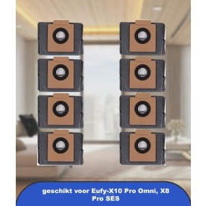 8 stuks stofzakken geschikt voor Eufy-X10 Pro Omni, X8 Pro SES robotstofzuiger, stofzak, vervanging Clean Base zak