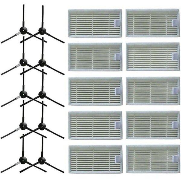 10 zijborstels + 10 HEPA-filters Geschikt voor de Lidl SilverCrest SSR 3000 A1 robotstofzuiger