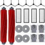 16-Delige Accessoireset Geschikt Voor Roborock Qrevo Pro/Qrevo S/Qrevo Maxv Robotstofzuigers - Stofzuigeraccessoires - Accessoireset - Accessoires - Inclusief Hoofdborstel, Stofzak, Reinigingsdoek, Filter En Zijborstels