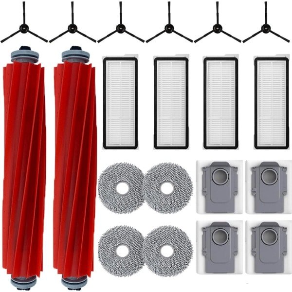 16-Delige Accessoireset Geschikt Voor Roborock Qrevo Pro/Qrevo S/Qrevo Maxv Robotstofzuigers - Stofzuigeraccessoires - Accessoireset - Accessoires - Inclusief Hoofdborstel, Stofzak, Reinigingsdoek, Filter En Zijborstels