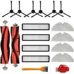 18-delige set met rolborstel, dweil en doek geschikt voor de Dreame D9 robotstofzuiger (zwart)