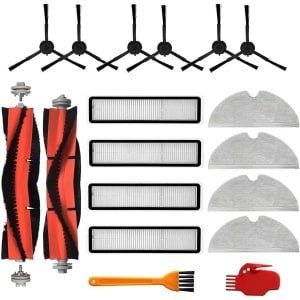 18-delige set met rolborstel, dweil en doek geschikt voor de Dreame D9 robotstofzuiger (zwart)