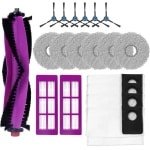 20-delige accessoirekit Geschikt voor de Eureka J15 Pro Ultra robotstofzuiger: De accessoires omvatten 1 hoofdborstel, 6 zijborstels, 6 dweildoeken en 4 stofzakken.