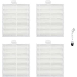 4 stuks HEPA Filter - Geschikt voor Eufy G50 Hybrid (SES) - L60 Hybrid (SES) - L60 - L60 SES - L50 - L50 SES - 6*7.5*0.9cm - met reinigingsborstel - Onderdelen - voor robotstofzuiger - Wit