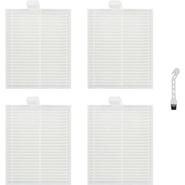 4 stuks HEPA Filter - Geschikt voor Eufy G50 Hybrid (SES) - L60 Hybrid (SES) - L60 - L60 SES - L50 - L50 SES - 6*7.5*0.9cm - met reinigingsborstel - Onderdelen - voor robotstofzuiger - Wit