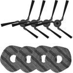 4x Zijborstel, 4x Mop Pad Geschikt voor Eufy X9 Pro, X10 Pro Omni Robotstofzuiger Accessoires