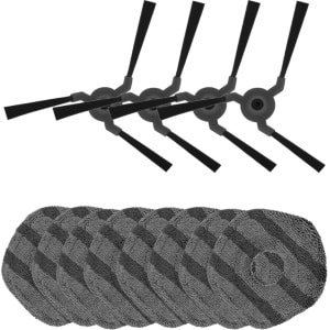 4x Zijborstels, 8x Dweil doeken Geschikt voor Eufy X9 Pro Robotstofzuiger Mopdoeken hoekborstel