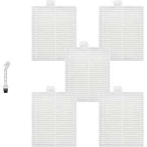 5 stuks HEPA Filter - Geschikt voor Eufy G50 Hybrid (SES) - L60 Hybrid (SES) - L60 - L60 SES - L50 - L50 SES - 6*7.5*0.9cm - met reinigingsborstel - Onderdelen - voor robotstofzuiger - Wit