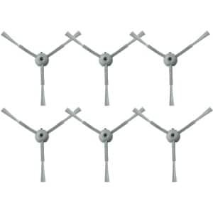 6 stuks Zijborstels - Geschikt voor Eufy G50 Hybrid (SES) - L60 Hybrid (SES) - L60 - L60 SES - L50 - L50 SES - 13cm - Onderdelen - voor robotstofzuiger - grijs