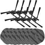 8x Zijborstel, 8x Dweilpad geschikt voor Eufy X9 Pro robotstofzuiger hoekborstel mop pad moppen