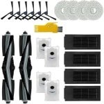 Accessoirekit Geschikt voor de ECOVACS DEEBOT X2 OMNI robotstofzuiger. Reserveonderdelen: 20 stuks, 2 rolborstels, 4 filters, 6 borstels.