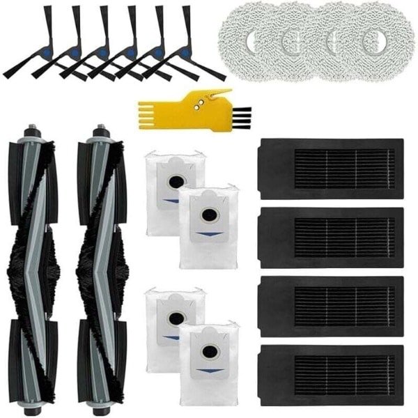 Accessoirekit Geschikt voor de ECOVACS DEEBOT X2 OMNI robotstofzuiger. Reserveonderdelen: 20 stuks, 2 rolborstels, 4 filters, 6 borstels.
