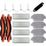 Accessoires Geschikt voor Xiaomi Vacuum-Mop 2S Robotstofzuiger S12 S10 Mop Pro XMSTJQR2S: 4 dweilpads/reinigingspads, 4 filters, 4 zijborstels