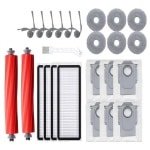 Accessoiresset - 25-delige - Geschikt voor Roborock QV 35A/QV 35S/Q Revo L Robotstofzuiger - 2 Hoofdborstel, 6 Zijborstels, 4 HEPA-filters, 6 Dweilpads, 6 Stofzakken, 1 Reinigingsborstel