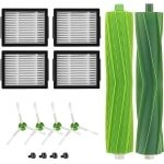 **Allecto Premium - Borstel-reserveonderdelen voor Robotstofzuiger - Set van 1 rubberen borstel, 4 randreinigingsborstels, 4 krachtige filters - Geschikt voor iRobot Roomba E/i/j Serie**