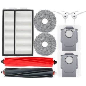 CoGeschikt voor de Roborock P10S PRO robotstofzuiger - Hoofdborstel, P10S PRO PLUS/V20-filters, dweildoeken & zijborstels (Set: 1 paar hoofdborstels, 2 zijborstels, 2 filters, 2 dweildoeken, 2 stofzakken)