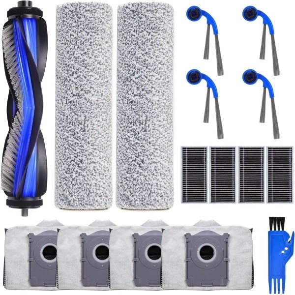 Geschikt voor ECOVACS DEEBOT T80 OMNI robotstofzuiger: 1 hoofdborstel, 4 filters, 4 zijborstels, 2 neusrollen, 4 stofzakken